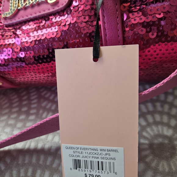 Juicy Couture Mini Barrell Fuchsia Sequin Crossbody Bag NWT - Picture 6 of 14